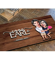 BK Gift Kişiye Özel Sevgililer Karikatürlü Kabartma Figürlü Ahşap Tablo, Duvar Dekoru, Arkadaşa Hediye, Özel Tasarım Ev Hediyesi-108 (Ceviz)
