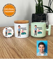 Kişiye Özel Karikatürlü Paramedik Hediye Seti Pastel T Kupa, Kalemlik, Anahtarlık Erkek Paramediğe Tıp Bayramı Hediyesi (Yeşil)