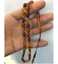 Kehribar Tesbih Toz kehribar Tesbih Kırmızı Renk (Sarı-Kırmızı)