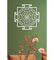 UNT Sri Yantra Mandala Kutsal Geometri Duvar Dekoru-Süsü, Ahşap Dekoratif Tablo (Beyaz)