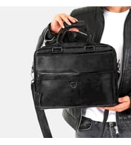 Lederax Hakiki Deri Evrak Portföy Laptop Çantası LD481 (Siyah)