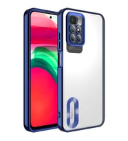 Xiaomi Redmi 10 Kılıf Logo Yeri Açık Kamera Lens Korumalı Renkli Kenarlı Şeffaf Silikon (Lacivert)
