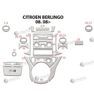 Meriç® Citoren Berlingo Ön Torpido Kaplama Maun 40 Parça 2008-2018 (Alüminyum)