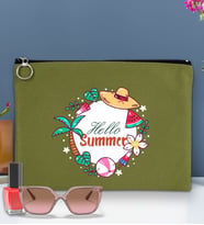 BK Gİft Yaz Temalı-4 Astarlı Portföy Çanta 30x21cm(12 Renk Seçeneği), Baskılı El Çantası, Organizer Çanta (Yeşil)