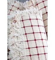 %100 Pamuklu Buldan İşi Bordo Renk Çekyat Örtüsü 180*250 cm (Beyaz - Bordo)