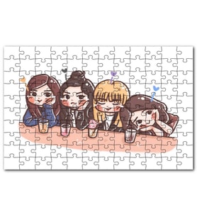 Cakapuzzle Black Pink Pop Grubu Karikatürize Puzzle Yapboz MDF (Ahşap) (500 Parça)