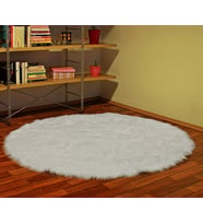 Tappeto Akrilik Kuzu Post Peluş Yuvarlak Halı (7 Farklı Renk ve 8 Farklı Ölçü) (Beyaz)