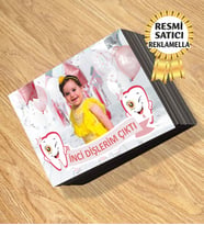 Kişiye Özel Resimli Magnet Diş Buğdayı 8x6 Cm 10 Adet (Pembe)