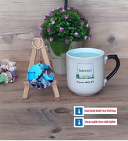 Laborant Kupa Bardak Beyaz ve Fotoğraflı Ahşap Anahtarlık Hediye (Model 10)