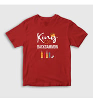 Presmono Unisex Çocuk Beyaz King Of Backgammon Oyun Tavla T-Shirt 418343tt (Kırmızı)