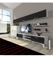 Decoraktiv Eko 8 Mdf Dvd Silver Tv Ünitesi Tv Sehpası (Siyah - Beyaz)