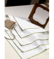 neocotton çift katlı 22x22 cm ebadında oyalı pamuklu 10'lu bebek ağız yüz temizleme bakım mendili (Yeşil)