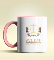 Kişiye Özel Avukat 5 Tasarımlı Turuncu Kupa Bardak (Pembe)