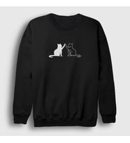 Presmono Unisex Beyaz Black And White Cats Kedi Sweatshirt 287231tt (Siyah)