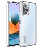 Xiaomi Redmi Note 10 Pro Kılıf Köşeleri Renkli Şeffaf Kamera Korumalı Silikon Luxury Kapak (Gümüş)