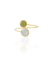Kadir Jewellery 22 Ayar Altın Kaplama Ayarlanabilir İnci Bilezik (Zeytin Yeşili)
