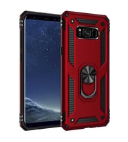 Samsung Galaxy S8 Plus Uyumlu Kılıf Standlı Manyetik Yüzüklü Military Magnetic Ring Polycarbonate and TPU Case (Kırmızı)