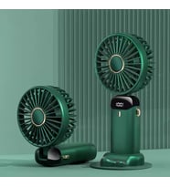 Mini Klima 5 Kademeli Şarjlı Taşınabilir Dijital Led Göstergeli El Fanı Vantilatör (Yeşil)