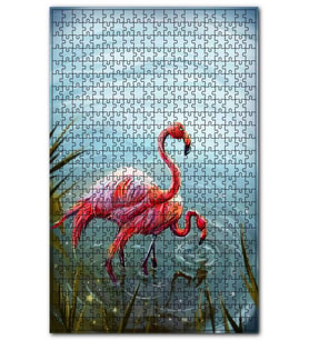 Cakapuzzle Gölde Bir Çift Flamingo Puzzle Yapboz MDF (Ahşap) (1000 Parça)