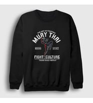 Presmono Unisex Beyaz Fight Culture Mma Ufc Muay Thai Sweatshirt 452343tt (Siyah)