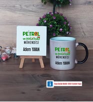 Petrol ve Doğalgaz Mühendisi Dekoratif Taş, Kupa Bardak Kırmızı Hediye (Model 8)