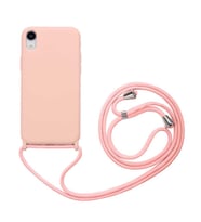 Apple iPhone XR 6.1 Kılıf Zore Ropi İpli Silikon Kılıf (Açık Pembe)