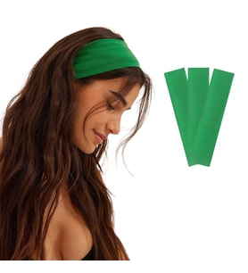 3'lü Spor Saç Bantları - Elastik Kaymaz İnce Saç Ter Kafa Bandı Bandana, Kadın & Erkek Koşu Fitness Yoga Pilates Makyaj Yüz Yıkama Atletik Egzersiz Saç Bandı (Yeşil)