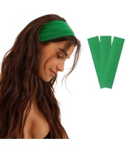 3'lü Spor Saç Bantları - Elastik Kaymaz İnce Saç Ter Kafa Bandı Bandana, Kadın & Erkek Koşu Fitness Yoga Pilates Makyaj Yüz Yıkama Atletik Egzersiz Saç Bandı (Yeşil)