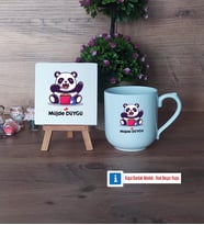 Sevimli Panda Dekoratif Taş, Kupa Bardak Kırmızı Hediye (Model 4)