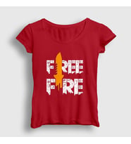 Presmono Kadın Beyaz Knife V2 Free Fire T-Shirt 233108tt (Kırmızı)