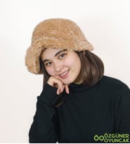 Mavimsi Home Peluş Bucket Şapka (Açık Kahverengi)