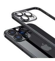 Vendas iPhone 14 Pro Uyumlu (14 Pro) Pilas Serisi Elektroplated Sert PC Renkli Çerçeveli Silikon Kılıf (Siyah)