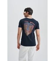 Blues Eyes Erkek Baskı Taş T-Shirt (Lacivert)