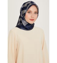 YENİ SEZON - 2024 SONBAHAR KIŞ - DJ SAF İPEK EŞARP 9255D (S)  ( SURA)- 03684 (Lacivert - Beyaz) (Lacivert-Beyaz)