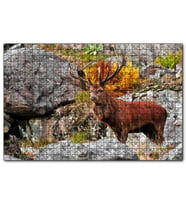 Cakapuzzle Kayalıklar ve Boynuzlu Kahverengi Geyik  Puzzle Yapboz MDF (Ahşap) (500 Parça)