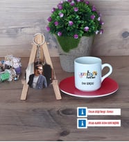 Veteriner Hekim Türk Kahvesi Fincanı Ahşap Altlıklı ve Fotoğraflı Ahşap Anahtarlık Hediye (Model 3)
