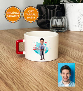 Doktor Hediye Lüks Fincan Erkek Doktora Tıp Bayramı Hediyesi (Kırmızı)
