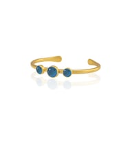 Kadir Jewellery 22 Ayar Altın Kaplama Zirkon Taşlı Ayarlanabilir Vintage Bilezik (Koyu Mavi)