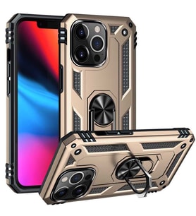 Uyumlu Model Apple iPhone 13 Pro Kılıf Yüzüklü Zırh Tank Vega (Gold)