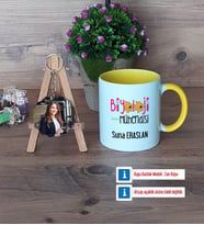 Biyoloji Mühendisi Kupa Bardak Beyaz ve Fotoğraflı Ahşap Anahtarlık Hediye (Model 7)