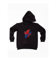 Spiderman baskılı örümcek adam kapüşonlu pamuklu kumaş çocuk sweatshirt (Siyah)