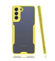 Galaxy S21 FE Kılıf Kamera Korumalı Arkası Şeffaf Silikon (Sarı)
