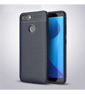 Asus Zenfone Max Plus (M1) ZB570TL Kılıf Deri Tarzı Niss Silikon Case (Lacivert)