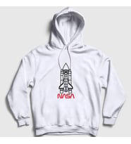 Presmono Unisex Beyaz Rocket V2 Nasa Space Uzay Kapüşonlu Sweatshirt 369539tt (Beyaz)