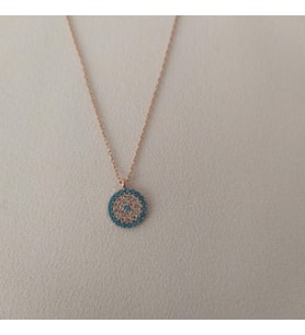 Mavi Taşlı Gümüş Kolye (Rose)