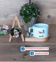 Savcı Kupa Bardak Beyaz ve Fotoğraflı Ahşap Anahtarlık Hediye (Model 8)