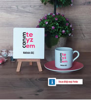 Teyzeye Hediye Dekoratif Taş, Türk Kahvesi Fincanı Kırmızı İsme Özel Hediye (Model 4)