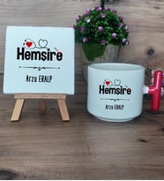 Hemşire Hediye Seti Kupa Bardak T Kulplu ve Dekoratif Taş Tıp Bayramı Hemşireler Günü Hediyesi (Model 1)