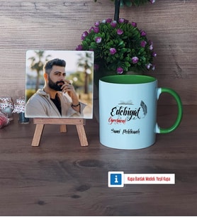 Edebiyat Öğretmeni Fotoğraflı Dekoratif Taş, Kupa Bardak Beyaz Hediye Öğretmenler Günü Hediyesi (Model 14)