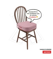 XPERMATE 2'li StandartFit Oval Sandalye Minderi Fermuarlı Yıkanabilir Kılıf Bağcıklı Su ve Yağ İtici 42x42x5 cm (Pembe)